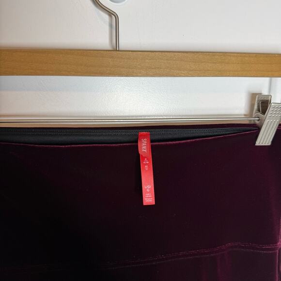 Spanx Velour Stretch Velvet High Rise Burgundy Wine Leggings Size Large - Picture 3 of 5